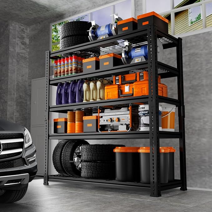 Storage Shelves Heavy Duty, 3 PCS 36"L x 16"W x 72"H Garage Wire Shelving Unit Loads 2400LBS, 5-tier Adjustable Metal Industrial Utility Shelf Rack for Kitchen, Laundry, Pantry, Warehouse, Basement