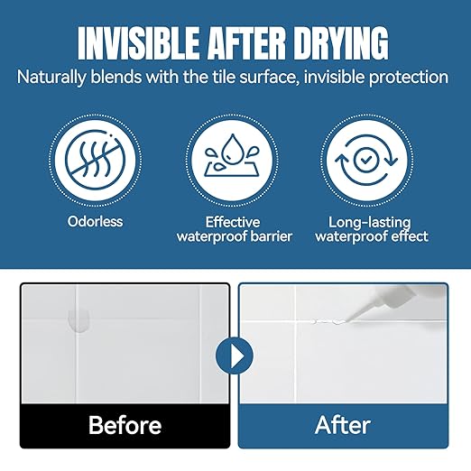 JAOJAO Grout Sealer for Floor Tile, Grout Repair Kit Tile Grout Sealer Shower Sealant Quick Drying Long Lasting Transparent for Floor Tile for Stone Bathroom Marble Indoor Outdoor, 200ml