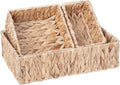 Handwoven Wicker Storage Baskets Set, Natural water hyacinth & Iron Frame | Triple Sizes (Small, Medium, Large) for Home Organizing, Bathroom, Shelves | Woven Baskets for Storage & Decor (Natural)
