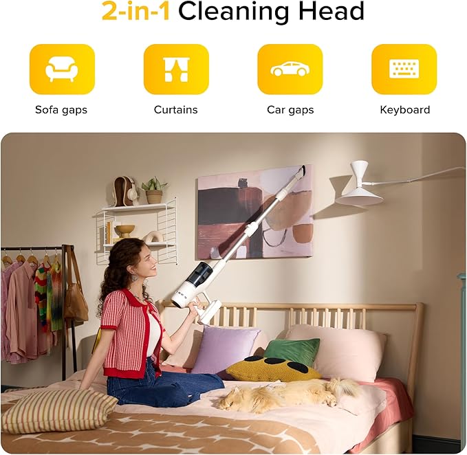 roborock H60 Cordless Stick Vacuum Cleaner, 115AW Suction Power, 60-Min Runtime, 90° Bendable Tube, Dust-Revealing LED, Anti-Tangle Cordless Vacuum Cleaners for Home, Carpets, Hard Floors & Pet Hair