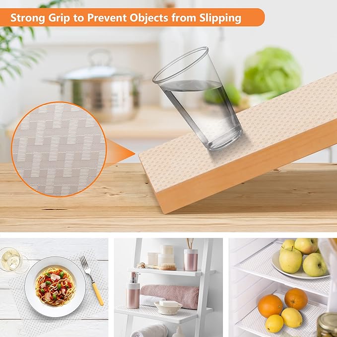 Shelf Liners for Kitchen Cabinets Refrigerator Liners Waterproof & Oil-Proof Kitchen Cupboard Liner Non-Slip Drawer Mats EVA Material Non Adhesive Fridge Liner for Shelves Diagonal Pattern Clear