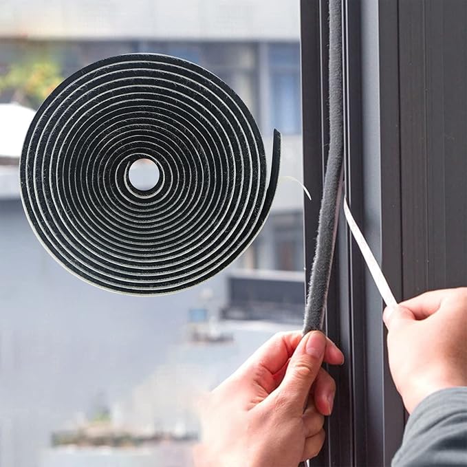 39.4FT Brush Weather Stripping, Neat Pile Self Adhesive Seal Strip for Windows and Door, Weatherstrip for Soundproofing, Windproof, Dustproof, Stronger Stickiness, 0.35'' Wide x 0.35'' Thick, Black