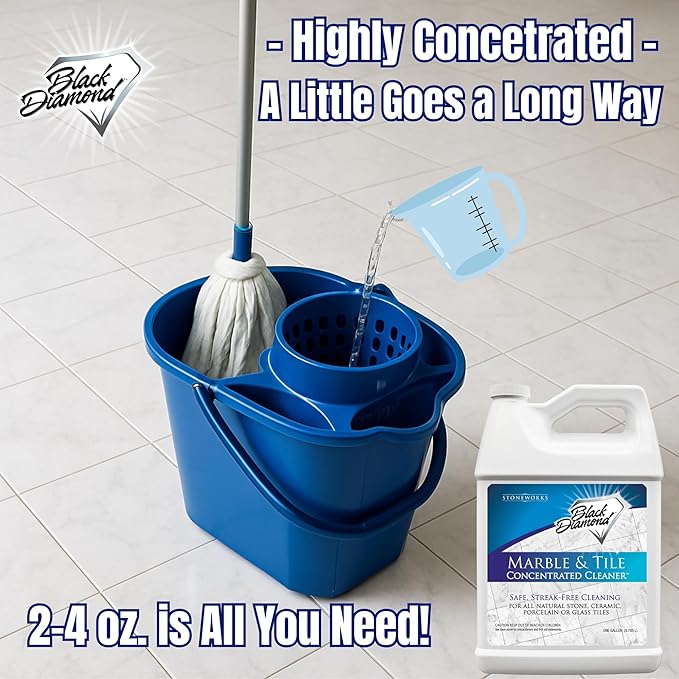 Black Diamond Stoneworks MARBLE & TILE FLOOR CLEANER. Great for Ceramic, Porcelain, Granite, Natural Stone, Vinyl and Brick. No-rinse Concentrate.(4-Gallons)