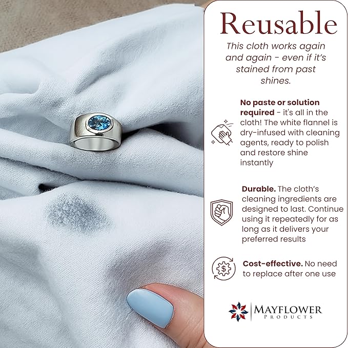 Pro Size Polishing Cloth Set of 2 Large Cleaning Cloths Pure Cotton Made in USA for Gold Silver and Platinum Jewelry Coins Watch, Silverware 11 x 14 inches each Tarnish Remover Keeps Jewelry Shining