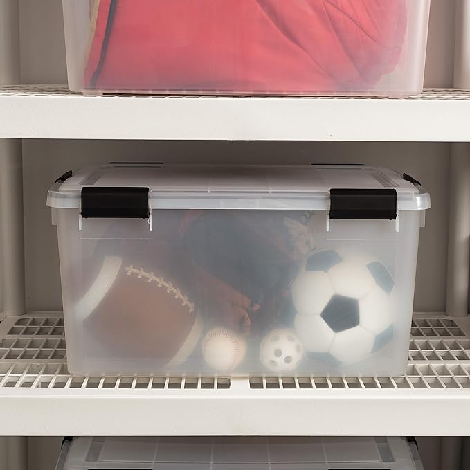 IRIS USA 110559 62.8 Quart Weathertight Plastic Storage Box, Clear (4 Pack)