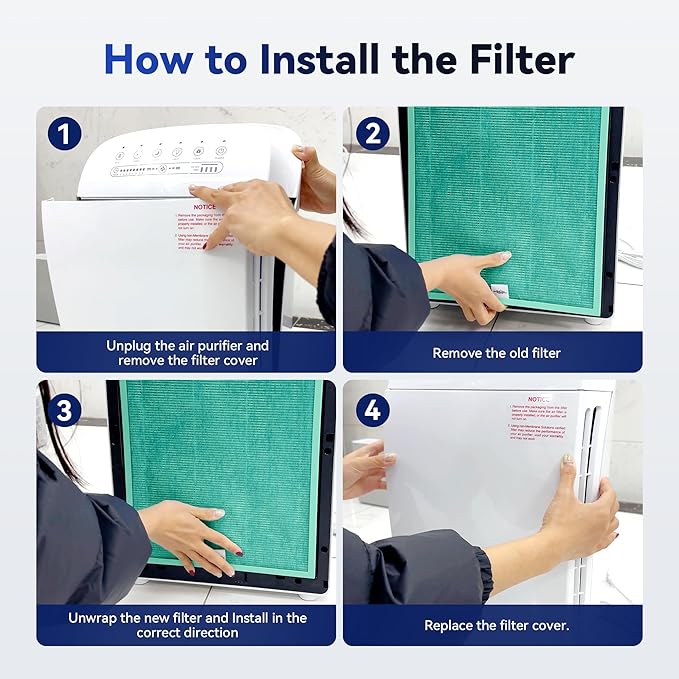 Membrane Solutions MSA3/MSA3S Genuine Pet Odor Removal Air Purifier Filter Replacement 1 Pack, Upgraded 4-in-1 H13 True HEPA Filter with OdallerPure Technology