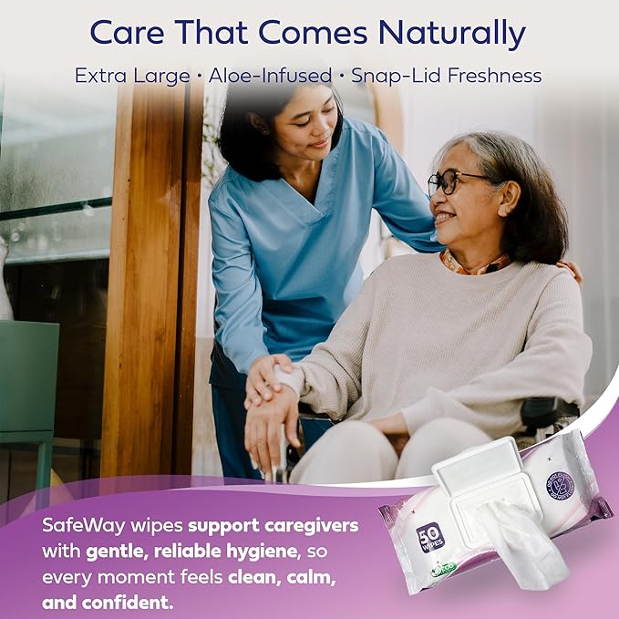SAFEWAY Adult Wipes Disposable — Multi-Purpose Wipes, Alcohol-Free, Preferred by Caregivers for Seniors & Incontinence Solution, Aloe-Infused, Gentle for Delicate Skin — Extra Large, 24 Pack 1200 pcs.