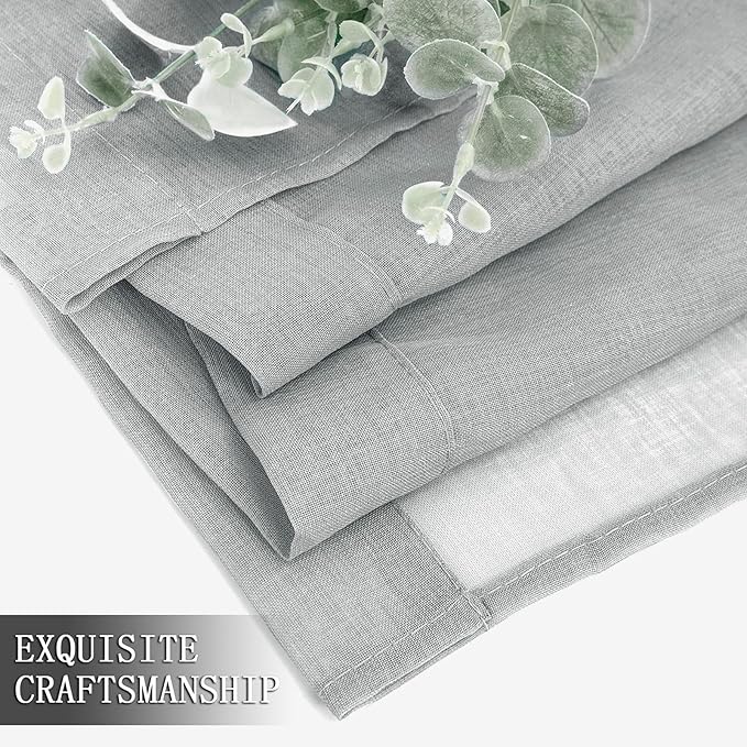 Tollpiz Sheer Curtains Linen Textured Bedroom Curtain Sheers Light Filtering Rod Pocket Voile Curtains for Living Room, 54 x 84 inches Long, Silver Grey, Set of 2 Panels