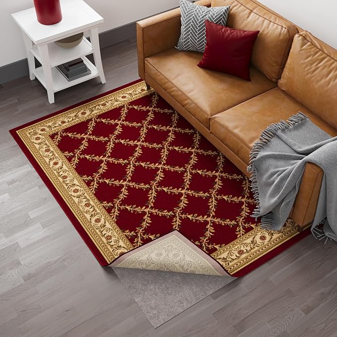 Ottomanson 2' x 8' Non-Slip Rug Pad Gripper 1/4 Inch Thick Dual Surface Felt + Rubber Gripper - Safe for All Floors, Brown