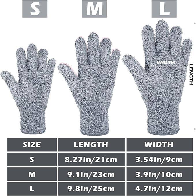 Patelai 3 Pairs Microfiber Plant Dusting Gloves Leaf Cleaning Gloves for Indoor Plants, Blinds, Furniture, House(Large,Dark Blue, Gray, Khaki)
