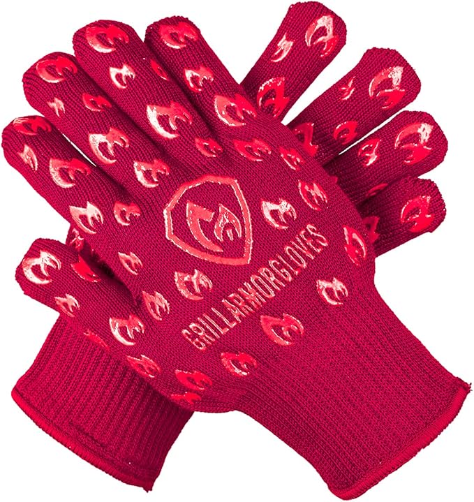Grill Armor Oven Gloves 932°F Extreme Heat & Cut Resistant Oven Mitts with Fingers for BBQ, Cooking, Grilling, Baking – Accessory for Smoker, Cast Iron, Fire Pit, Camping, Fireplace, Griddle & More