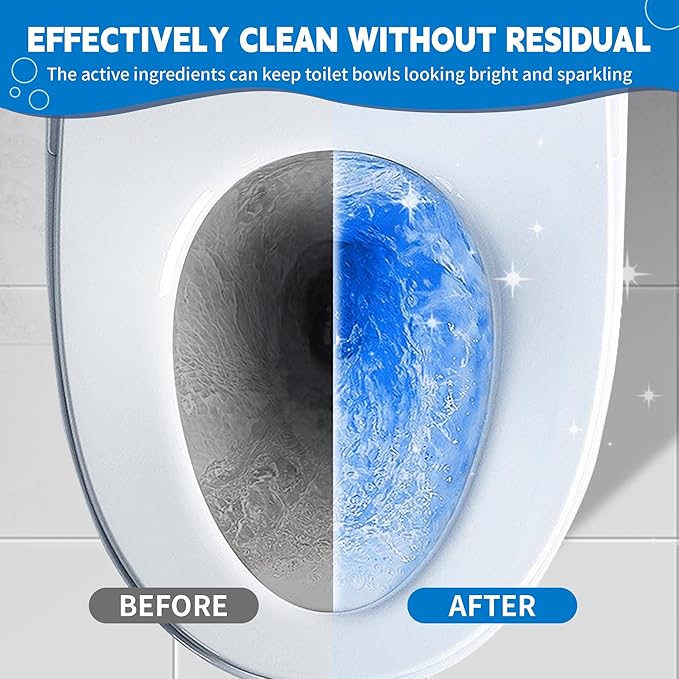 Toilet Bowl Cleaner Tablets, Automatic Toilet Tank Cleaner for Deodorizing & Descaling, Long-Lasting with Sustained Release Technology for Bathroom Cleaners, Blue, 6 Packs
