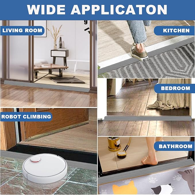 Vinyl Door Threshold Flooring Transition Strip Self Adhesive Carpet Edging Strip for Laminate Doorway Edge Threshold from 3/5" to 4/5" (Light Gray Wood Grain, 3.3 Ft)