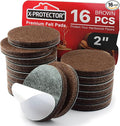 16 Heavy-Duty Felt Furniture Pads 2” 1/4” Thick X-Protector! Round Felt Pads for Furniture Feet - The Best Felt Floor Protectors for Furniture to Prevent Scratches. Protect Your Hard Floor! (Brown)