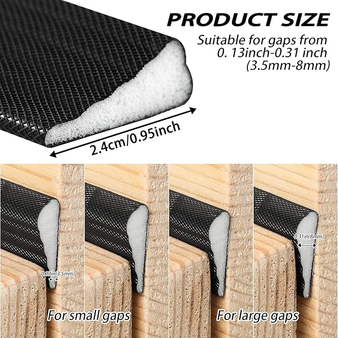 QDiShi 196" Wedge-Shape Weather Stripping Door Seal Weatherproof Foam Seals Self Adhesive Insulation Anti-Collision Strip Soundproofing Frame Insulation Tape Fits 0.13-0.31" Gaps(Black)