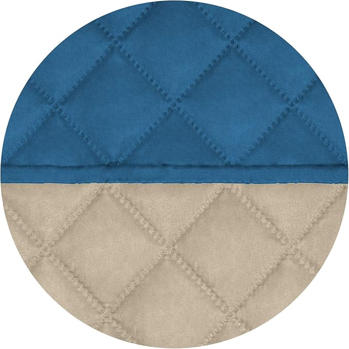 PureFit Reversible Quilted Sofa Cover, Water Resistant Slipcover Furniture Protector, Washable Couch Cover with Non Slip and Elastic Straps for Kids, Pets (Sofa, Peacock Blue/Beige)