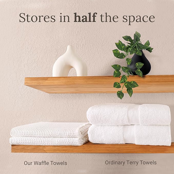 GILDEN TREE Waffle Towels for Bathroom, 100% Cotton Quick Dry Towel, Waffle Bath Towels Large, Absorbent Lightweight Travel Towel, Bath Towels Set of 2, Classic Style (Seafoam)