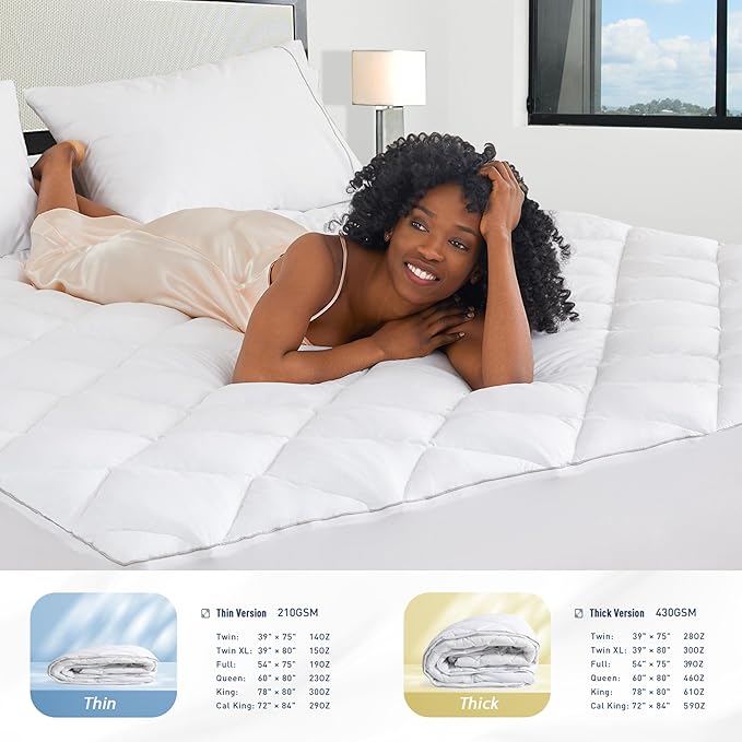 Sunflower Quilted Full Mattress Protector, Mattress Pad Full, Cotton Mattress Cover Waterproof, 18-22" Extra Deep Pocket Thin Version, Hypoallergenic Soft Durable