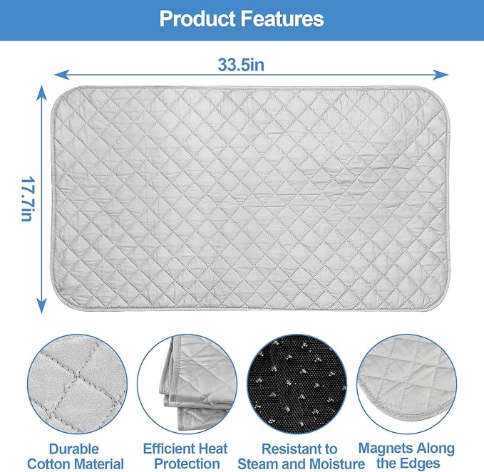 Magnetic Ironing Mat Blanket,Foldable Ironing Mat Portable Board,Iron Board Alternative Cover,Portable Cover,Ironing Mat for Table Top
