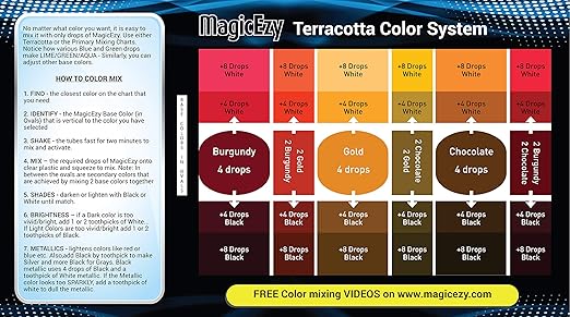 MagicEzy Tile Repair Kit: Porcelain Repair Kit - Ceramic Tile Repair Kit - Mix and Match Colors - Acrylic, Stone, Fiberglass - Wall Touch Up (Terracotta Kit)
