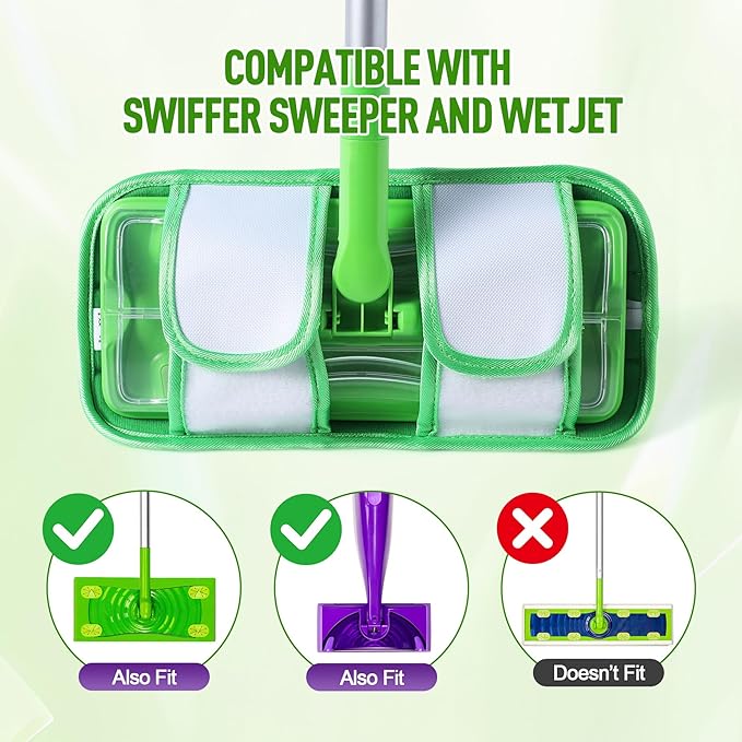 6 Pack Reusable Mop Pads for Swiffer WetJet Sweeper Mops, Microfiber Washable Floor Mop Refills Wet and Dry Use Replacement Pads for Hardwood, Tile, Laminate Floor Cleaning