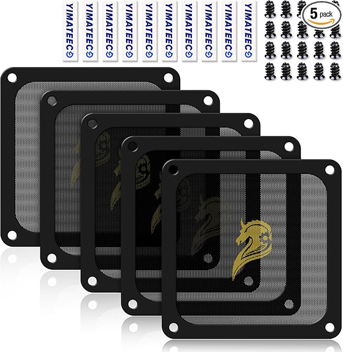 Dust Filter PC 140mm for Computer Cooler Fan/PSU/Routers Computer Fan Filter Grills PVC 50 Mesh, Magnetic Frame PC Cooler Filter Dustproof Mesh (PVC, 140 * 140mm, 5pcs, Black)