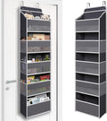 Over Door Organizer with 5 Large Pockets, Heavy Duty Hanging Organizer Storage, Closet Bathroom Nursery Bedroom Dorm, Toys Cosmetics Sundries and Baby Essentials, Gray