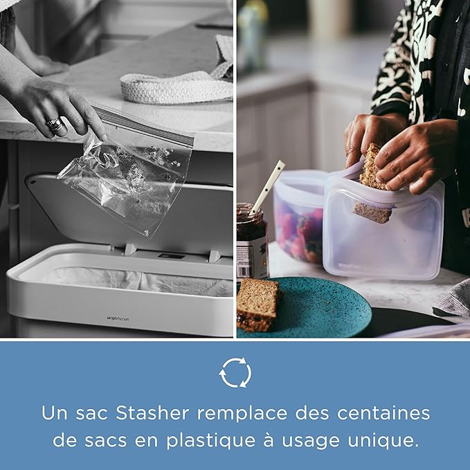 Stasher Premium Silicone Reusable Food Storage Stand-Up Bag Mega, Aqua, Microwave, Sous Vide, Dishwasher, Oven and Freezer Safe, BPA Free, Leak-free, Eco-friendly, 104 Oz