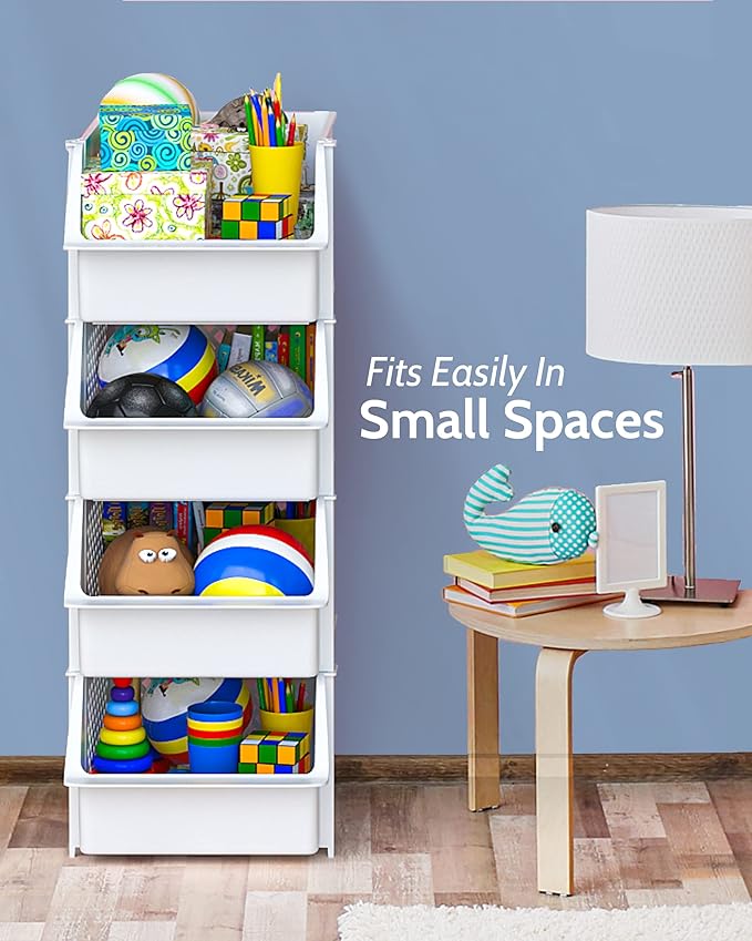 TidyFriend Plastic Stackable Bins for Pantry, 6 Pack Stacking Bins Open Front Kitchen, and Bathroom Organization, Open Front Design (White)