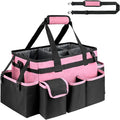 Cleaning Caddy,Large Cleaning Bags for Housekeepers,Cleaning Supplies Organizer with Handle,Pink