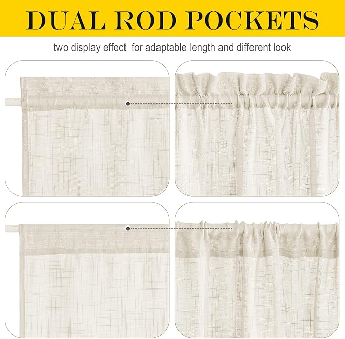 NICETOWN Door Panel Curtains Faux Linen French Curtain Window Curtain Semi Sheer Covering Privacy for Temporary Front Glass Door, Window 1 Panel, 36" W by 80" L, Light Grey