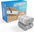 JOYMOOP Flat Mop Pads, Microfiber Mop Cleaning Pads, Washable Pads, Pads Replacement Flat Mop or Mop Bucket Set, Pack of 4 Refills 13inch - Grey and Stripe