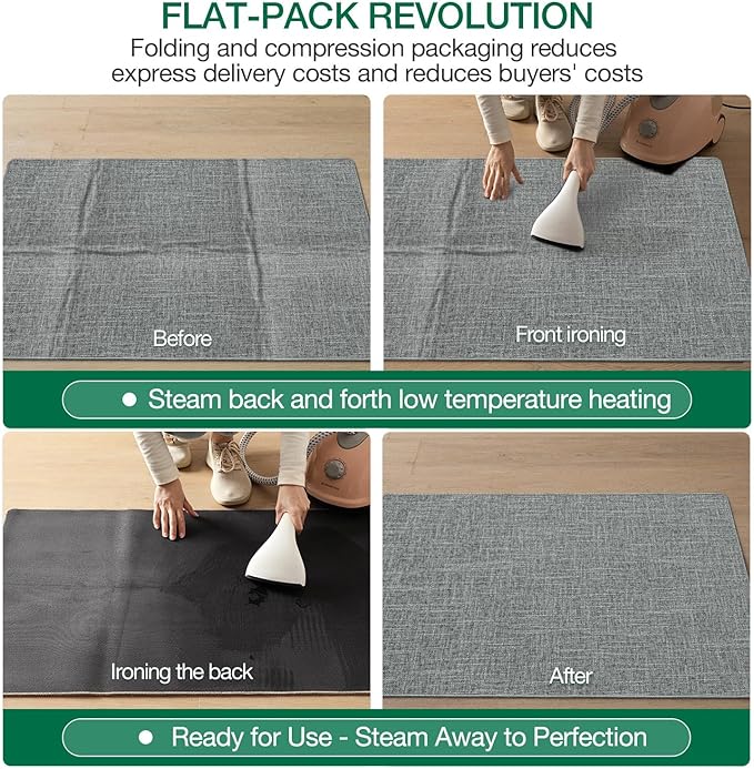 LUMI Ultra Thin Door Mat for Entryway,36"x59" Low Profile Non Slip Rubber Backing Indoor Doormat, Easy Clean Welcome Entrance Mat for Inside House, Patio, Greenish Grey