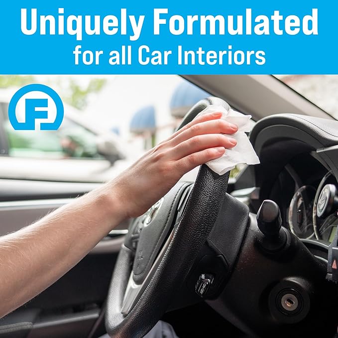 Fortress Car Interior Wipes with Microfiber Cloth (25 ct, Pack of 63) for Car Interior Cleaning, Dashboard, Seats, Detailing, and Steering Wheel [Travel Size] Skin-Safe Car Interior Cleaner Supplies