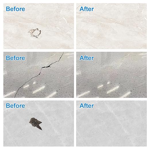 Marble and Granite Repair kit, Quartz Countertop Repair Kit for Chip Dents Cracks Holes Scratchs, Premium Marble Granite Quartz Laminate Formica Travertine Corian Stone Epoxy Filler
