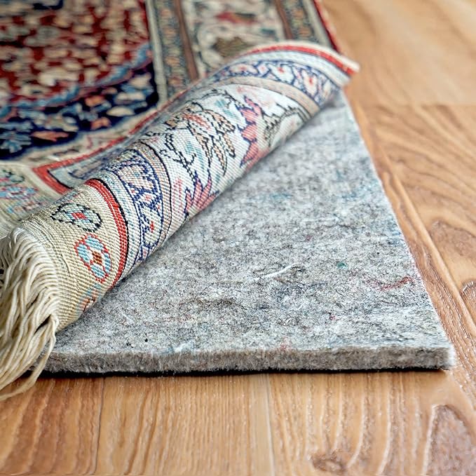 RUGPADUSA - Dual Surface - 3' Round - 1/4" Thick - Felt + Rubber - Non-Slip Backing Rug Pad - Safe for All Floors