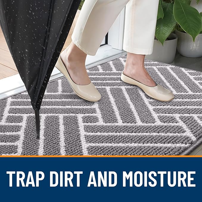 OLANLY Runner Indoor Door Mat, 70x23 Inch, Dirt Resistant and Absorbent, Non-Slip Rubber Backing Floor Mats, Easy Clean Low-Profile Doormat for Entryway, Front Door, and Inside Entrance, Grey