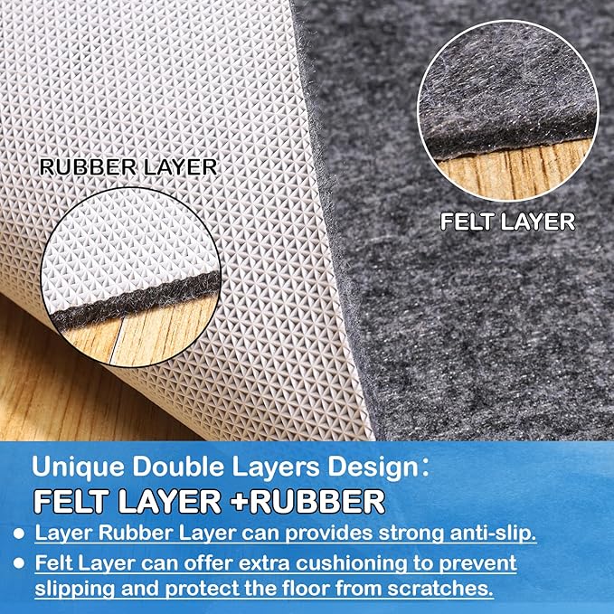 Non-Slip Rug Pads 1/4” Thick, 7x9Ft Waterproof Rugs Non Skid Rug Pad for All Floors and Finishes Durable Hardwood Floor Protective Felt Keeps Rugs in Place, Safe and Secure