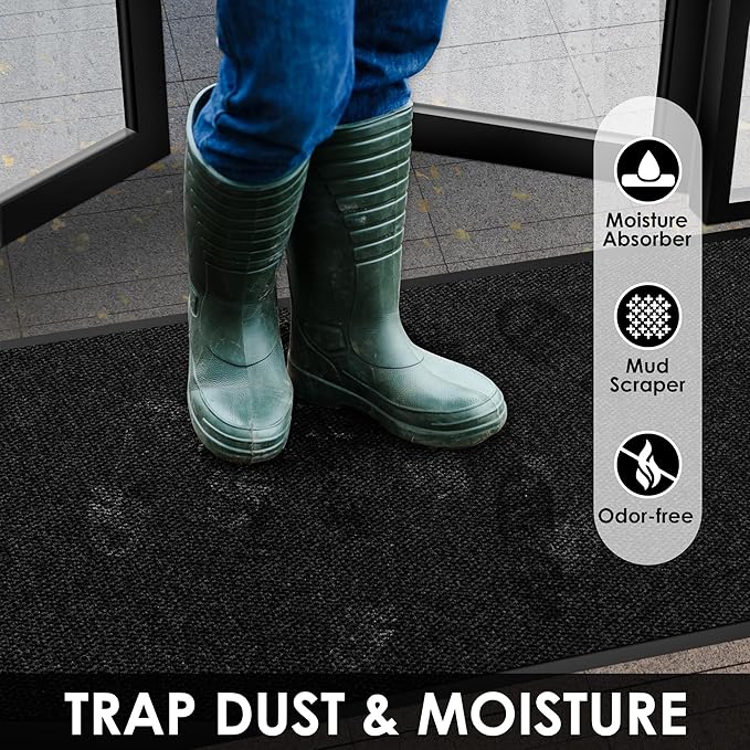 4′ x 59′ Front Door Mat Indoor Outdoor Entrance, Commercial Floor Mat Heavy Duty Dirt Trapper Entryway Doormat, Custom Size Non Slip Rubber Backing Welcome mat, Door Mat for High Traffic Area