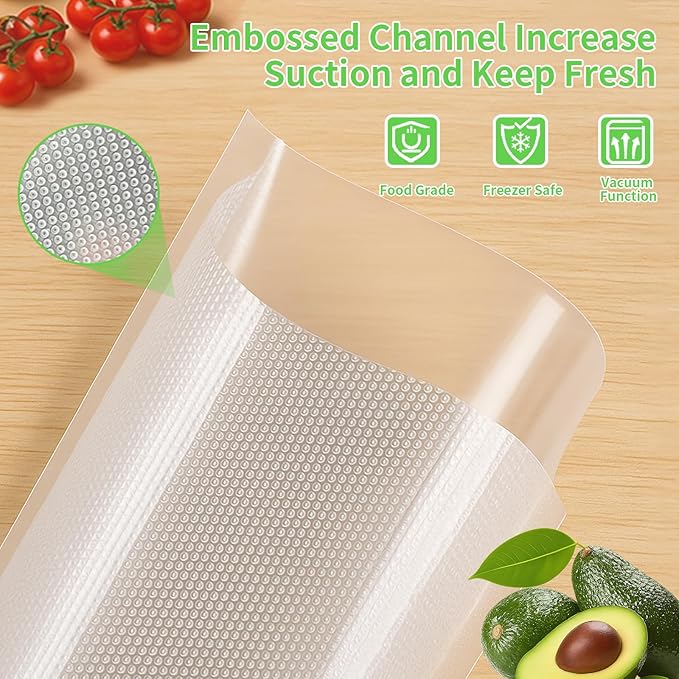 MakMeFre 300 Bags 100 of Each Size Plus Quart 10"x13" and Quart 8"x12" and Pint 6"x10" BPA Free Sous Vide Seal a Meal Commercial Grade Vacuum Seal PreCut Combo Pack Bag
