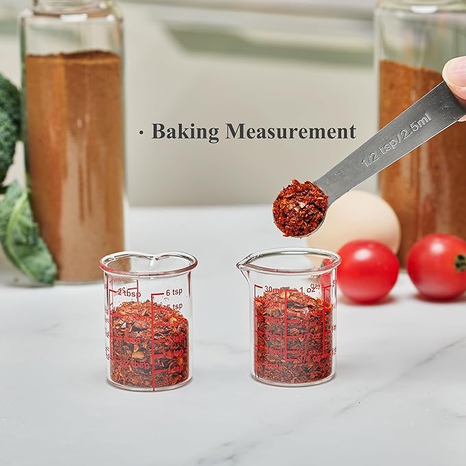 High Borosilicate Glass Measuring Cup with V-Shaped Spout, 30ml (1oz) | Pack of 2 – Precision Glass Measuring Cup for Kitchen & Bar