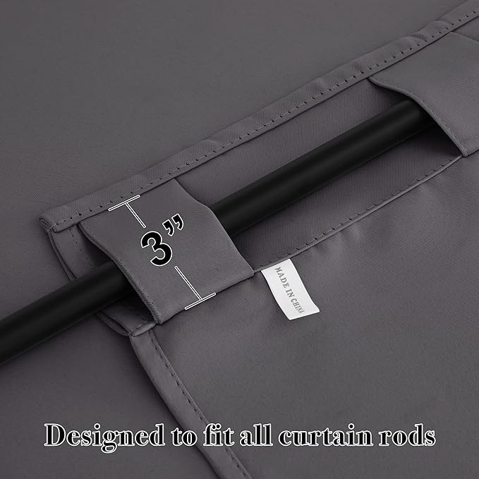 RYB HOME Blackout Curtains for Kitchen, Room Darkening Half Window Treatment Energy Saving Privacy Valances Tiers for Bedroom Bathroom Dining Room, Grey, W42 x L36 inch, 2 Panels