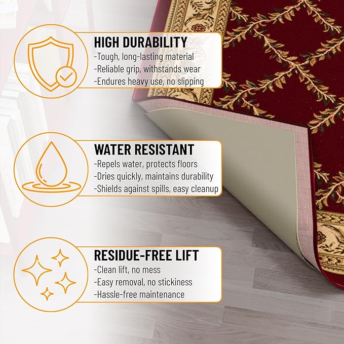 Ottomanson 8' x 9' Non-Slip Rug Pad Gripper 1/4 Inch Thick Dual Surface Felt + Rubber Gripper - Safe for All Floors, Brown