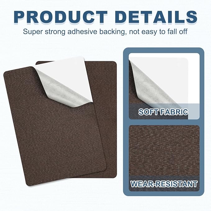PATIKIL 8x11 Inch Linen Repair Patches, 2Pcs Self-Adhesive Fabric Patch for Sofas Tote Bags Furniture Car Seats Clothes Tents, Dark Brown