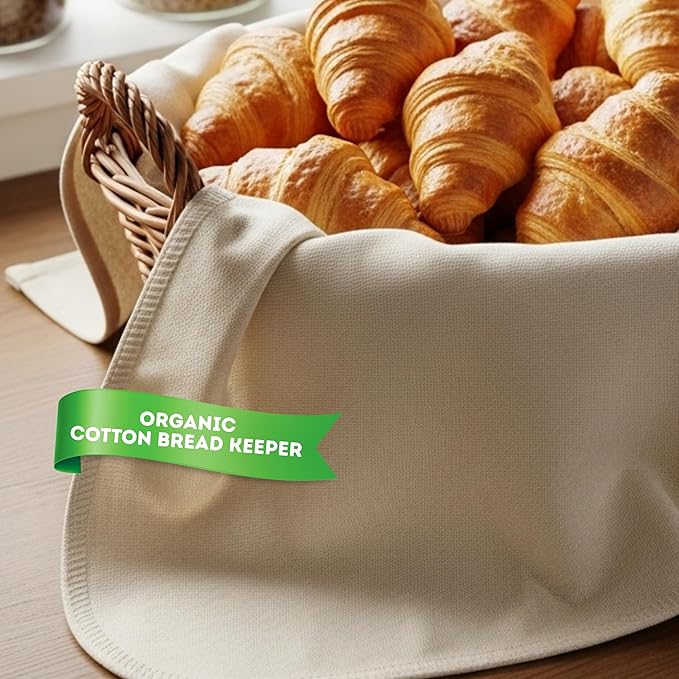 WHITEWRAP Flour Sack Towels for Bread Dough Proofing – 100% Unbleached Cotton, Thick Reusable Baking Cloth – 28"x28" Large Tea Towels for Baguettes, Ciabatta, Pastries – 3 Pack