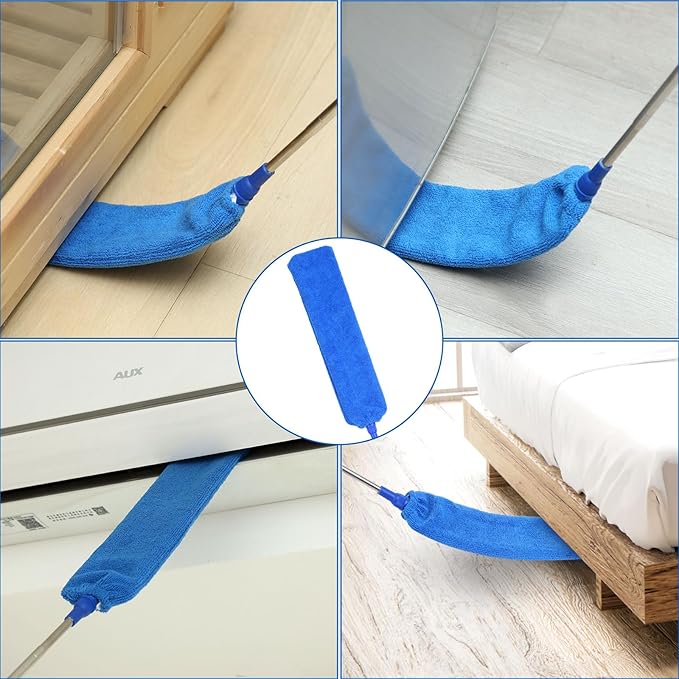 10 PCS Microfiber Cobweb Duster with Extension Pole (100 Inch Telescoping), Washable Dusters for Cleaning, Multifunctional Bendable Feather Duster for Ceiling Fan, Blind, High Ceiling