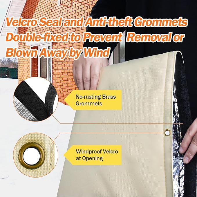 Backflow Preventer Pipe Insulation Cover (5°F) - Irrigation Sprinkler Valve Insulated Pouch - Water Well Pump Cover - Sturdy 5 Layers for Winter Freeze Protection, 24" W x 30" H, Beige