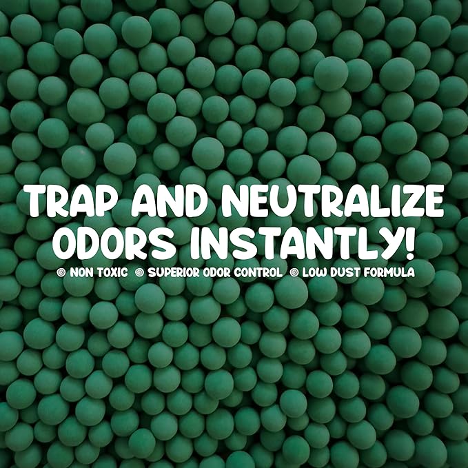 Cat Deodorant Beads | Green Apple Scent, Low-Dust & Non Toxic Litter Box, Superior Odor Control, Pet Safe Kitty Litter Deodorizer | Cat Litter Scent Deodorizer for Cleaner Air