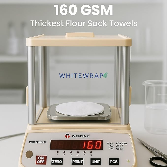 WHITEWRAP Flour Sack Towels| Tea Towel for Crafts| Kitchen Dish Cotton Blank Towel for Embroidery|Baking Bread Proofing Linen Cover| Thick Absorbent Quick Dry| 6 Pack 28"x28" Natural
