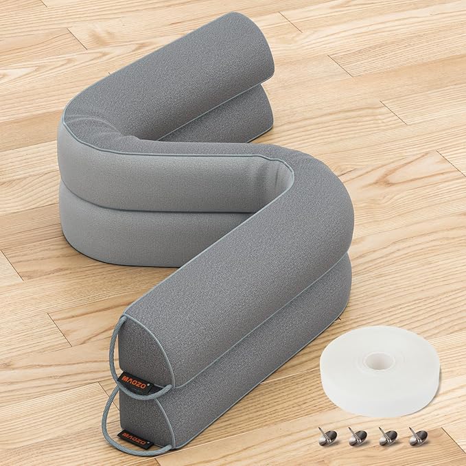 MAGZO Door Draft Stopper 30 Inches, 2 Pack Weighted Triangular Door Snake for Winter Noise Blocker with Hook Loops,Gray